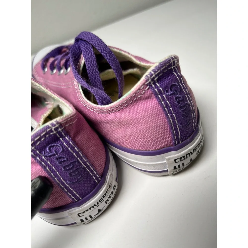 Converse All Star Sneakers Kids Size 2 Pink‎ Purple Low Top Chuck Taylor READ